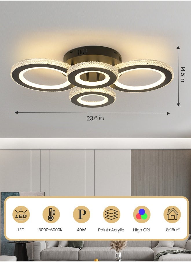 3-Color Round LED Ceiling Light Fixture, Modern Black Flush Mount Lamp with Remote Control for Bedroom, Living Room, Dining Room, and Library, 40W, 3000K-6000K - pzsku/Z32970869CD10736D2958Z/45/_/1738564735/ac206db9-3e84-4367-b842-91b96a95acd6