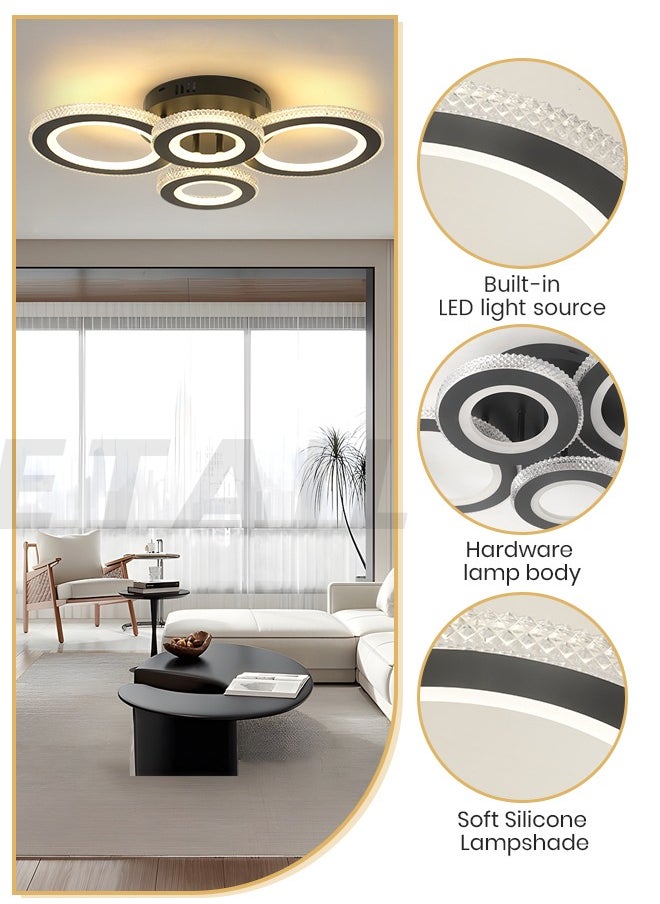 3-Color Round LED Ceiling Light Fixture, Modern Black Flush Mount Lamp with Remote Control for Bedroom, Living Room, Dining Room, and Library, 40W, 3000K-6000K - pzsku/Z32970869CD10736D2958Z/45/_/1738564746/3426ddcf-68c6-4486-aa12-4c51086606bd