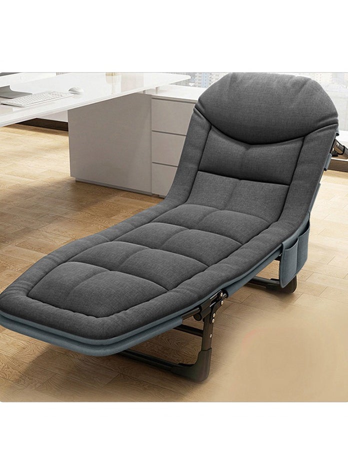 CityRiya-Long Folding Bed Portable Foldable Camping Bed Adjustable Medical Bed Comfortable Recliner Bed Lounger Chair Single Sleeping Bed Resting Bed Adults Camping Cot for Outdoor Beach Office  - Image 1