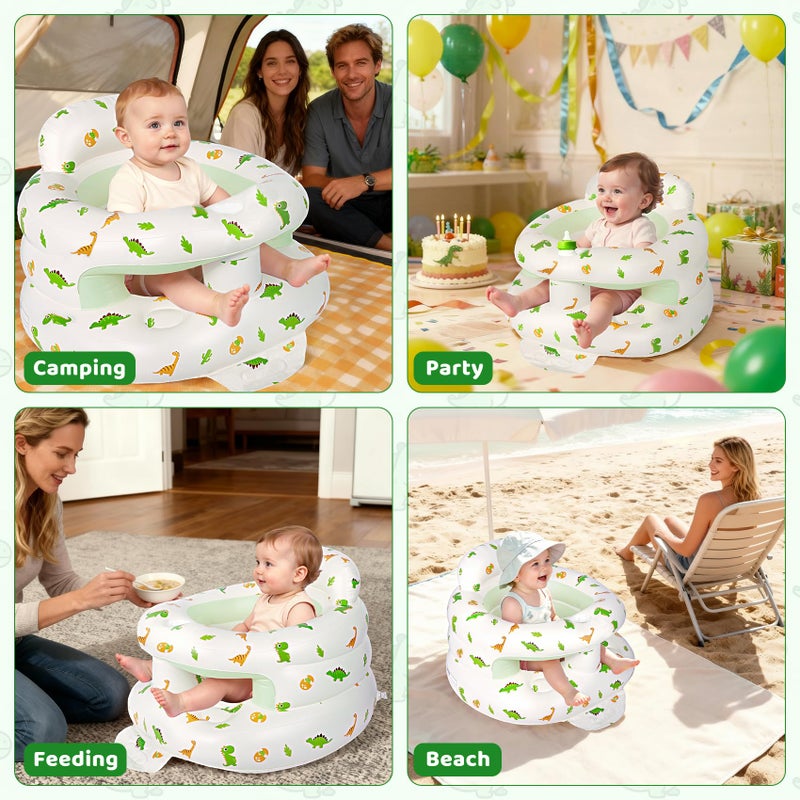 CandyHome Inflatable Baby Seat for 3-36 Months, Baby Seats for Infants for Sitting Up with Back Support Built in Air Pump, Surround Sit Me Up Floor Seat for Baby Chair for Learning Sit, Feeding (Dinosaur) - Image 5