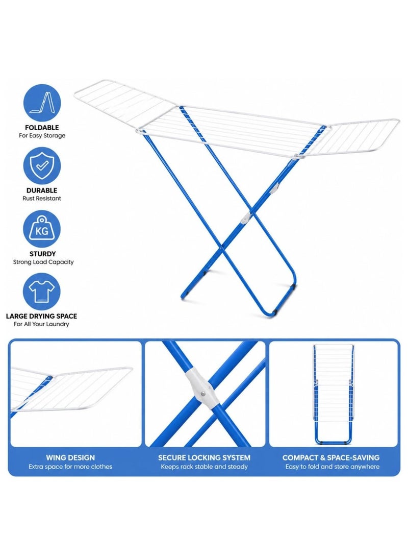 Bisbell Extendable Clothes Drying Rack 18M Folding Laundry Dryer Stand Indoor & Outdoor Heavy Duty Iron Frame White - Image 2