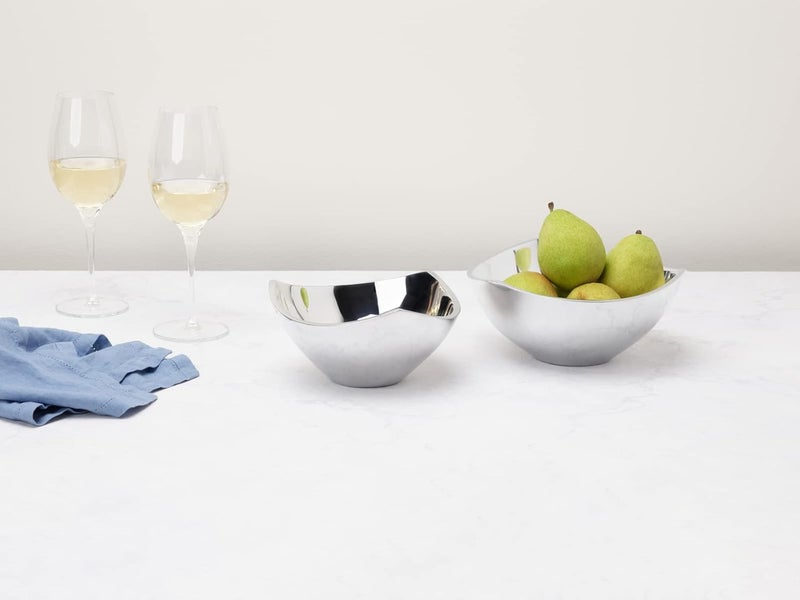 Nambe Nambe TriCorner Olive Bowl  Chilled Serving Dish for Side Dishes Pasta Fruit and Guacamole  PrepAheadBowl Can Be Heated or Chilled  6Inch  Made of Metal Alloy Silver - Image 2