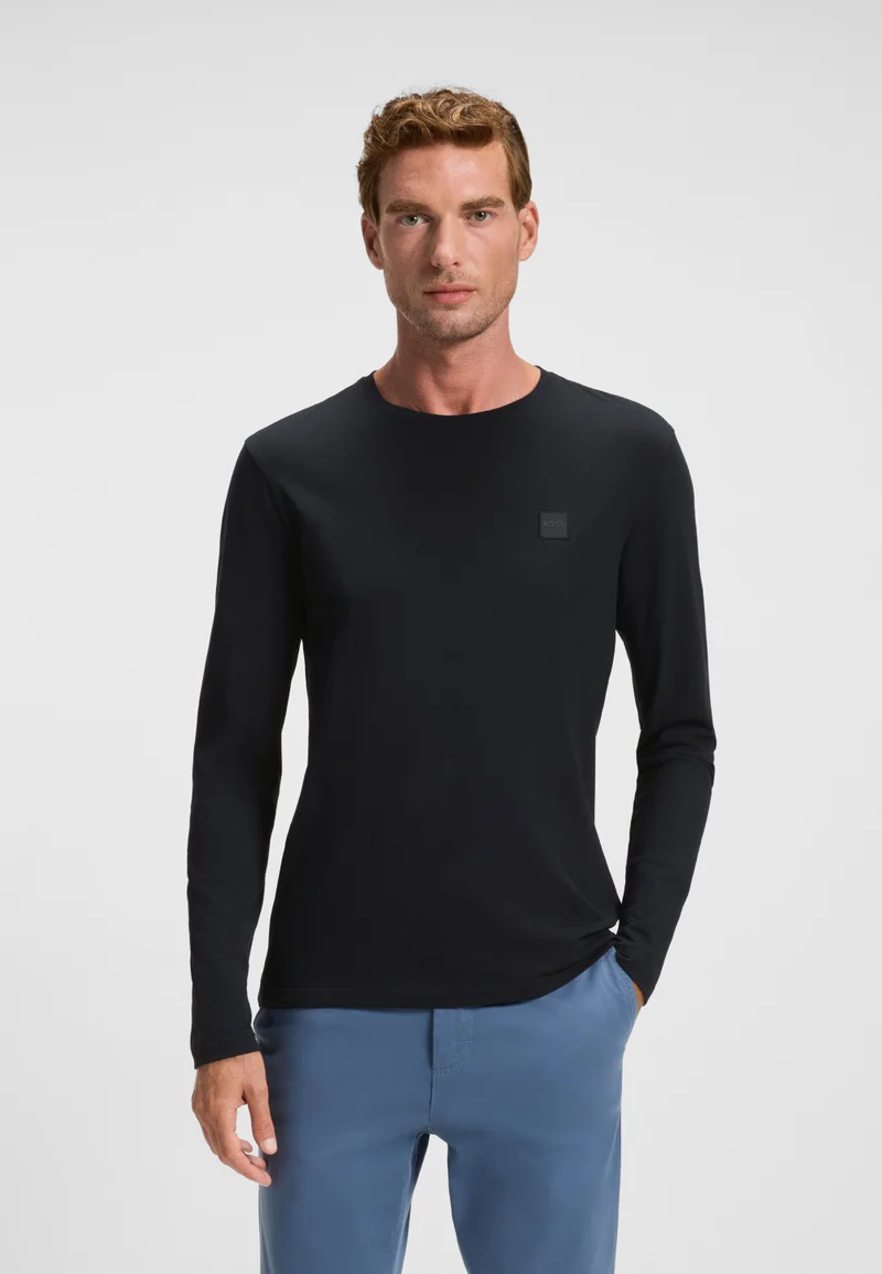 BOSS Long-sleeved T-shirt in cotton with logo patch