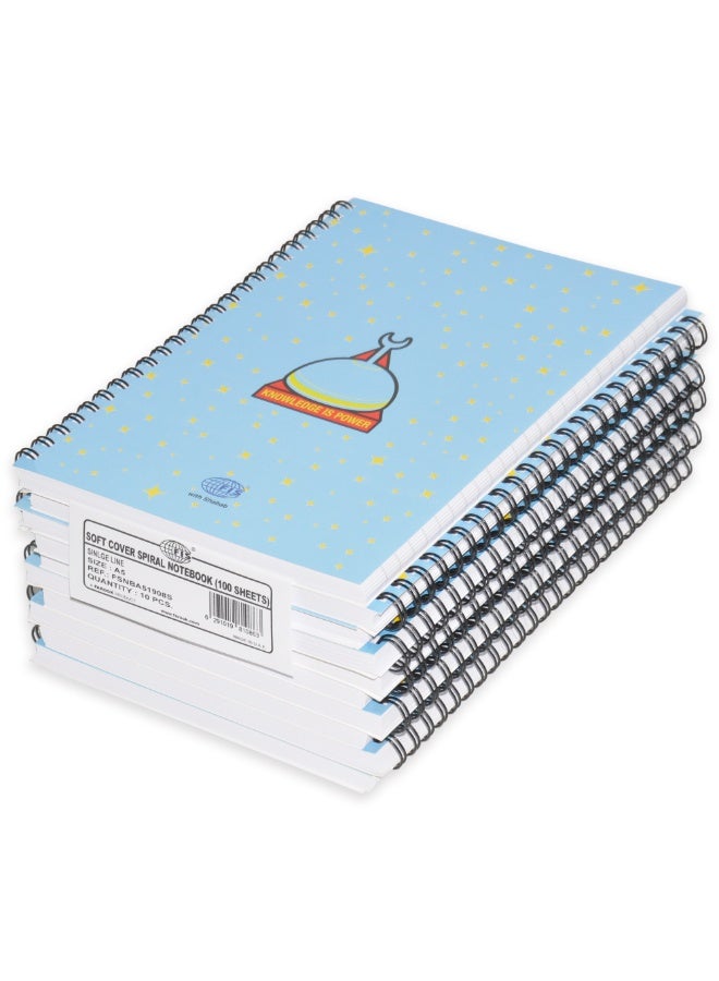FIS Spiral Soft Cover Notebook Single Line A5, 100-Sheets 10-Piece - FSNBA51908S  - Image 1