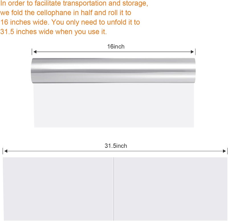 كلاراكو لفافة سيلوفان من كلاركو، مقاس 31.5 بوصة × 100 قدم، حقيبة سيلوفان، لفافة سيلوفان على شكل سلة مع 10 لفات، شريط تجعيد ملون، شريط بالون معدني تجعيد للزهور والسلال والحرف اليدوية (شفاف) - Image 3