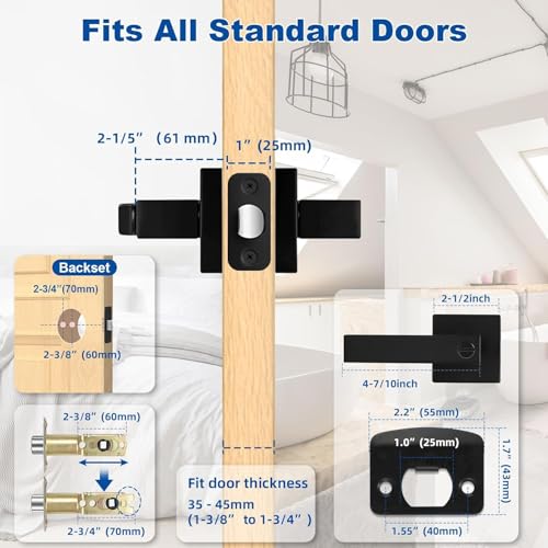 Estmoon Privacy Door Lock, 10 Pack Matte Black Keyless Door Handles Interior Heavy Duty Bed and Bath Door Lever Set, Reversible for Left/Right Handed Doors - Image 5