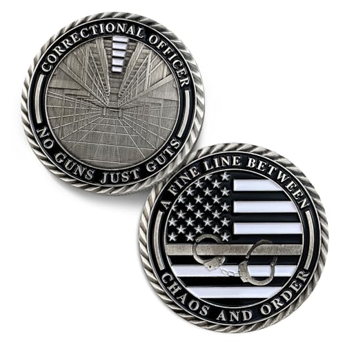 IELCJJ Delicate Thin Gray Line Challenge Coin - Correctional Officer Gray Prison Police Silver Coins - Law Enforcement Corrections Officer Gifts - Honor US Correctional Officers - Image 1