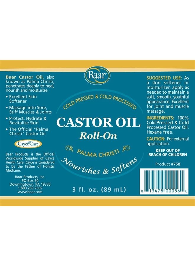 baar Products - Castor Oil Roll-On 3 oz [Health and Beauty]