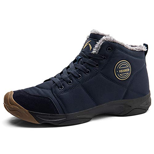 UPSOLO Mens Winter Trekking Ankle Booties Snow Boots water Resistant Shoes Anti-Slip Fully Fur Lined Outdoor Casual Walking Lightweight Hiking Boots(6118 Blue 47) - Image 1