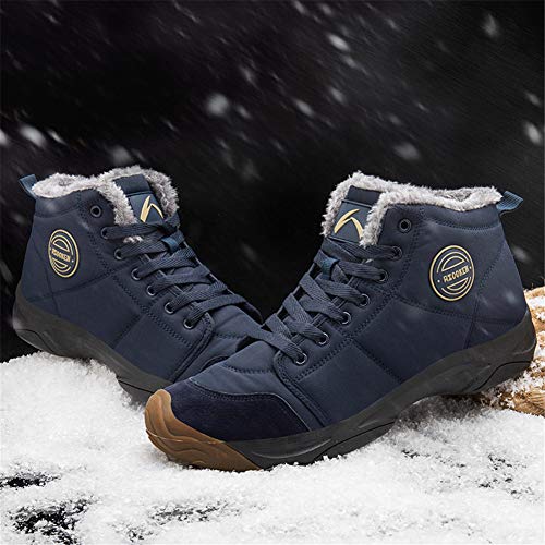 UPSOLO Mens Winter Trekking Ankle Booties Snow Boots water Resistant Shoes Anti-Slip Fully Fur Lined Outdoor Casual Walking Lightweight Hiking Boots(6118 Blue 47) - Image 5