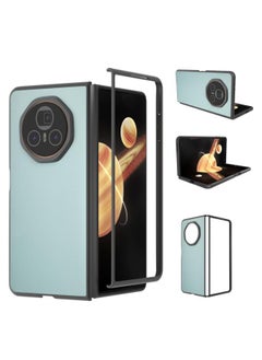 For Honor Magic V3 PU Leather Black Frame Full Coverage Phone Case(Light Blue)