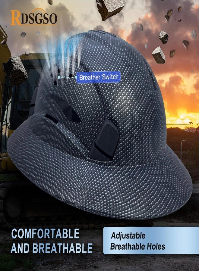 RDSGSO Full Brim Hard Hat Vented Construction Safety Helmet Industrial Work Hardhat for Workers 6 Point Adjustable Ratchet Suspension OSHA Approved (F2C-SJ-Matte Black) - Image 5