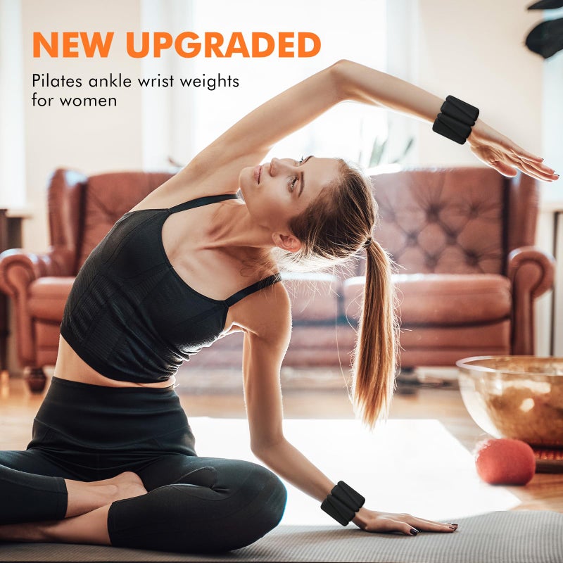 WUSOPU Wrist Weights, Ankle Weights for Women Men, Adjustable Wrist Weighted Bracelet for Home Gym Workout, Running, Yoga, Exercise, Strength Training, Set of 2 (1LB Each)-Black - Image 4