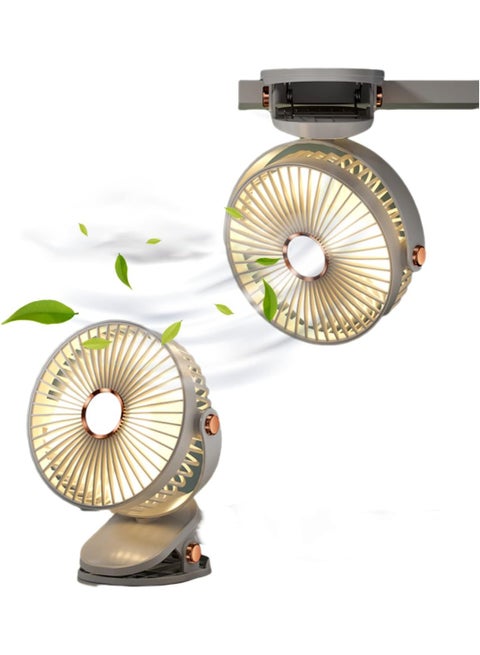 مروحة صغيرة محمولة قابلة للشحن مع ضوء ليلي، 5 سرعات، دوران 720°، بطارية 800 مللي أمبير USB، مروحة مكتبية هادئة للاستخدام في المنزل أو المكتب أو السفر - 6 إنش