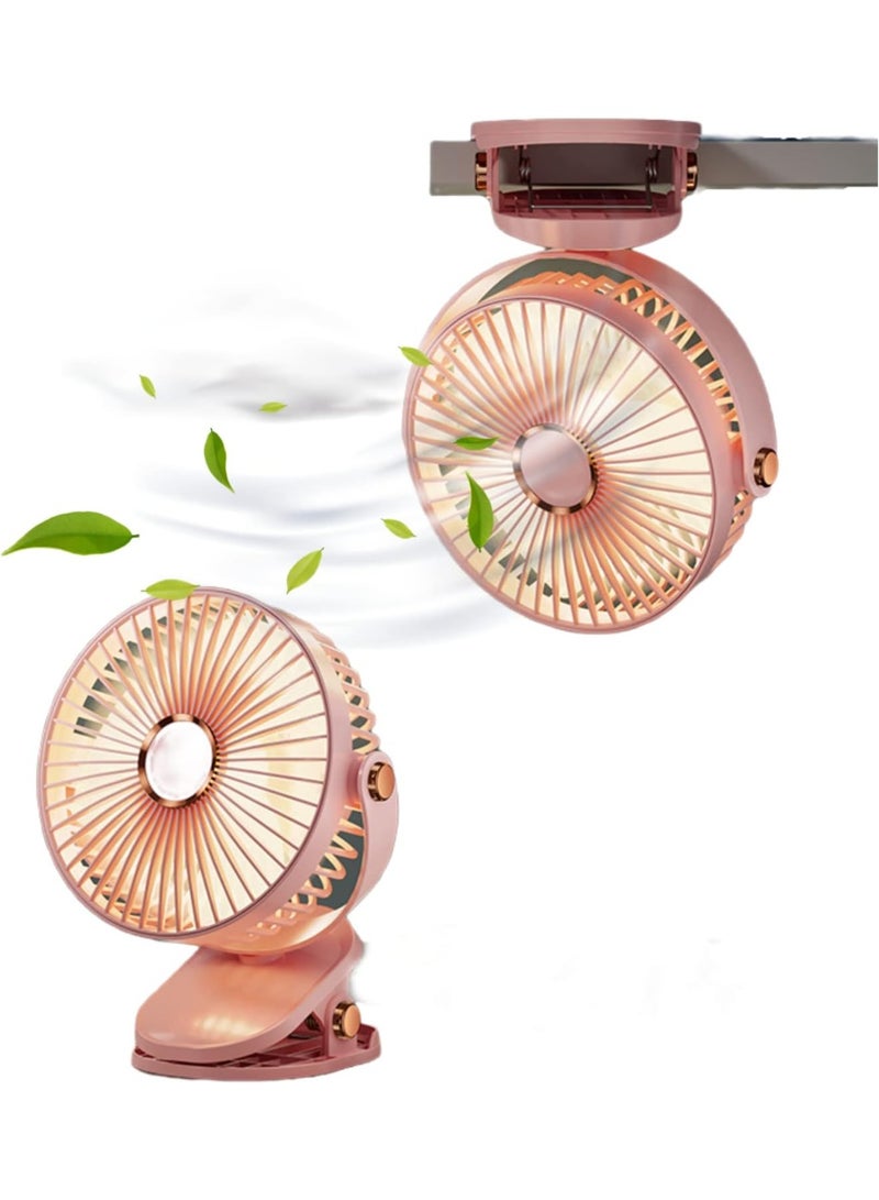 Portable white Clip-On Mini Fan with Night Light, 5 Speed, 720° Rotation, USB Rechargeable 800mAh Battery, Silent Desk Fan for Home, Office, Travel - 6 Inch  - Image 3