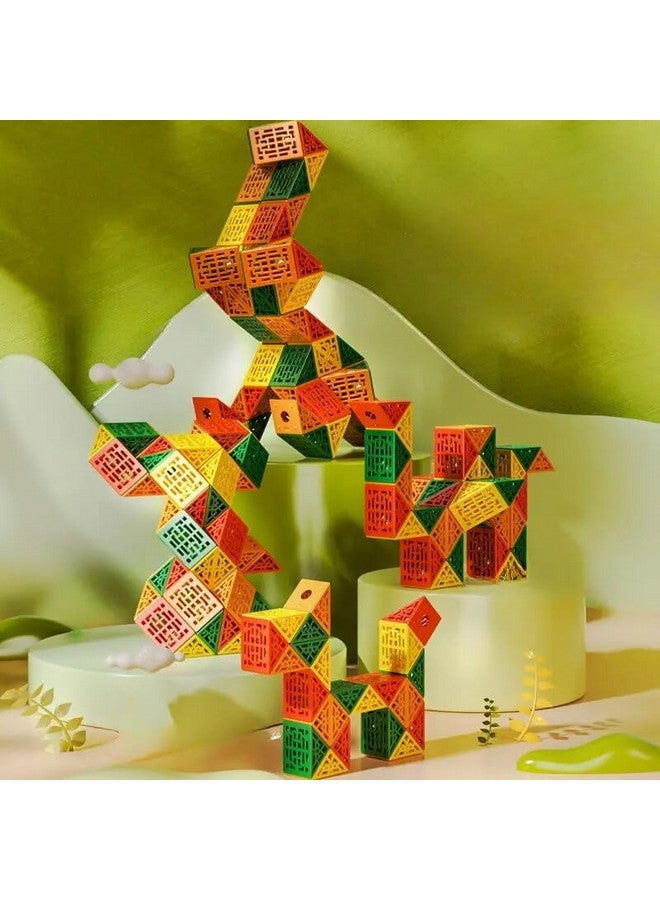 Kiditos Qiyi Geometric Magic Snake Cube Twisty Puzzle Toys (72 Blocks), For Kids Age 6 Years & Up, Multicolor - Image 2
