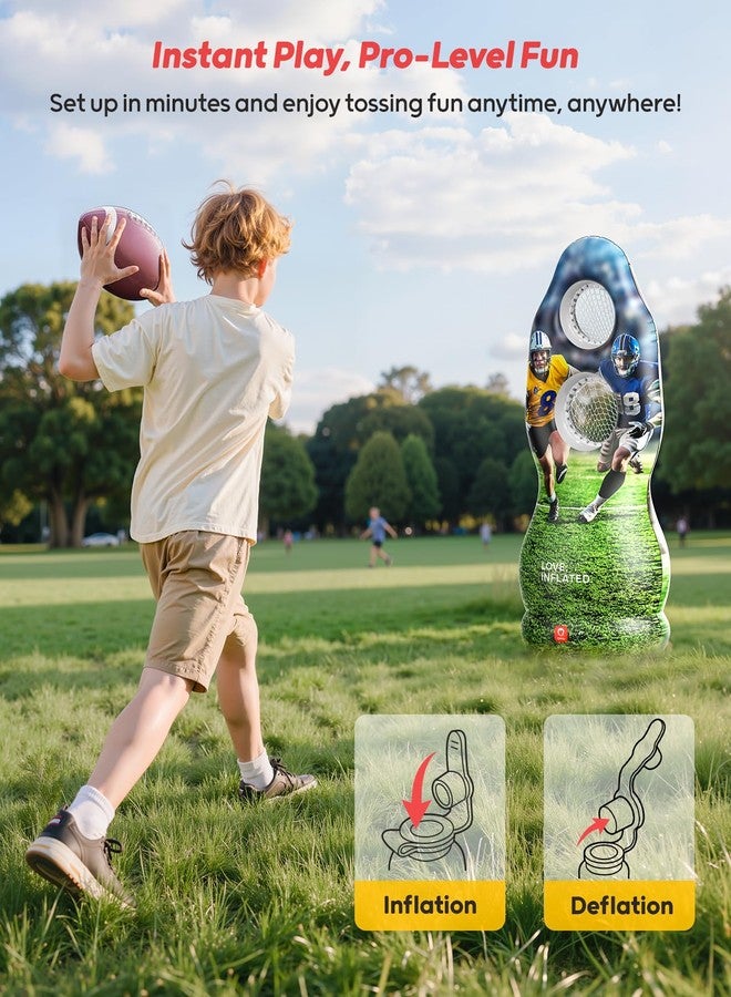 QPAU Dual-Hole Inflatable Football Target for Kids & Adults, Life-Size Backyard Toss Game with 4 Balls, Scoreboard & Pumps - Outdoor Toy for Boys Girls, Sports Training & Family Fun - Image 5
