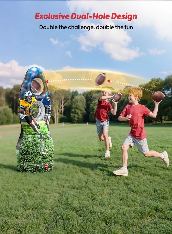 QPAU Dual-Hole Inflatable Football Target for Kids & Adults, Life-Size Backyard Toss Game with 4 Balls, Scoreboard & Pumps - Outdoor Toy for Boys Girls, Sports Training & Family Fun - Image 3