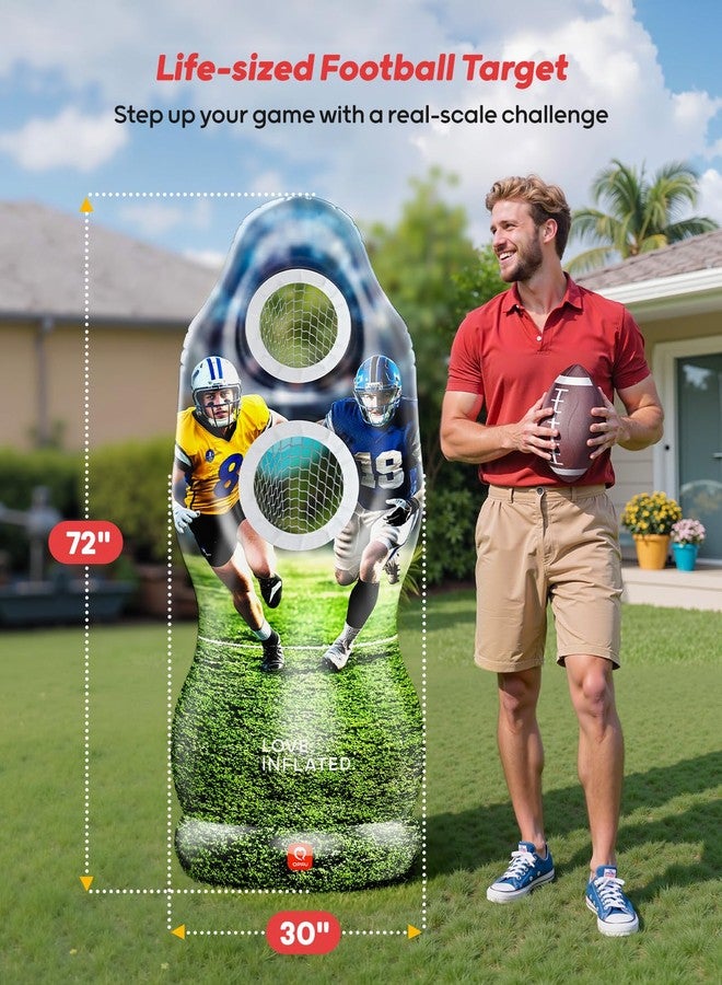 QPAU Dual-Hole Inflatable Football Target for Kids & Adults, Life-Size Backyard Toss Game with 4 Balls, Scoreboard & Pumps - Outdoor Toy for Boys Girls, Sports Training & Family Fun - Image 2