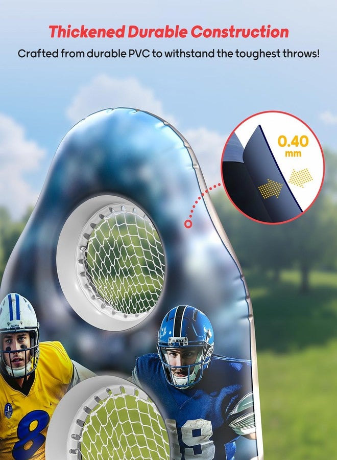QPAU Dual-Hole Inflatable Football Target for Kids & Adults, Life-Size Backyard Toss Game with 4 Balls, Scoreboard & Pumps - Outdoor Toy for Boys Girls, Sports Training & Family Fun - Image 4