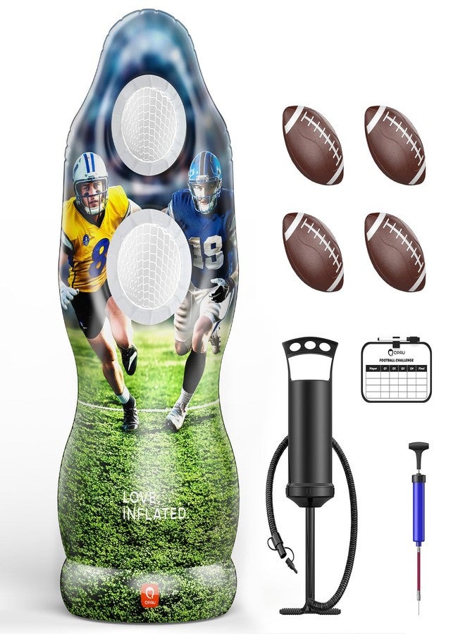 QPAU Dual-Hole Inflatable Football Target for Kids & Adults, Life-Size Backyard Toss Game with 4 Balls, Scoreboard & Pumps - Outdoor Toy for Boys Girls, Sports Training & Family Fun - Image 1