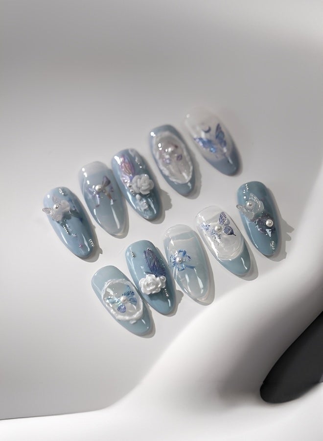 2 قطعة من ملصقات الأظافر السحرية على شكل فراشة من الكريستال اللؤلؤي 5D مع ألماس الزركون مناسبة لملصقات الأظافر DIY لتزيين الأظافر - Image 3