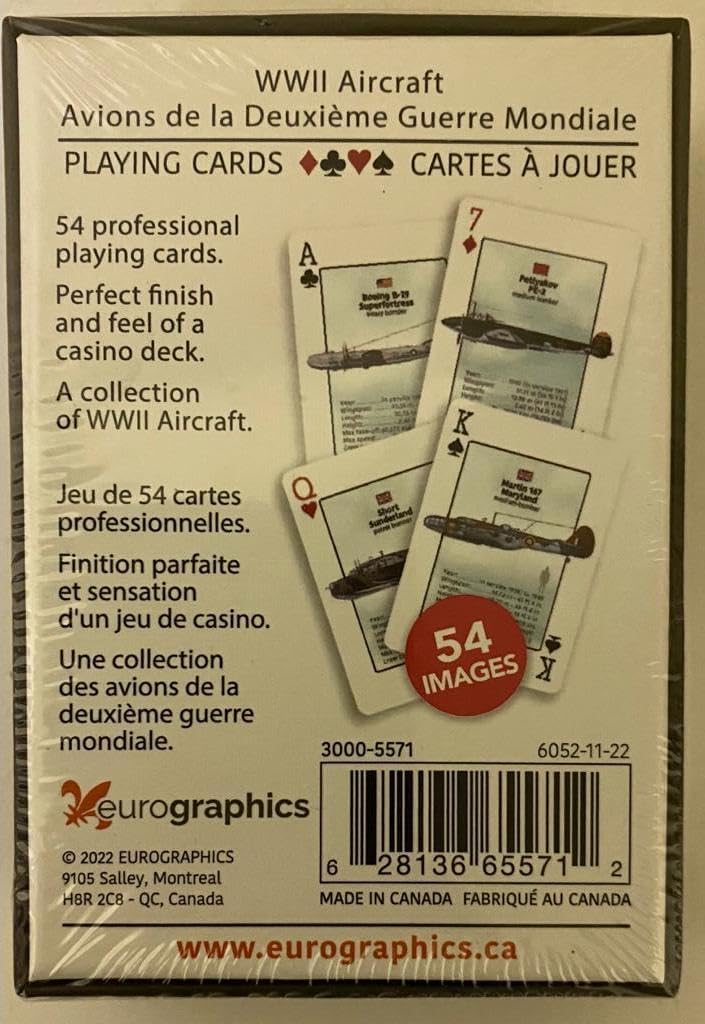 EuroGraphics WWII Aircraft Playing Cards Cool Deck of Cards with 54 Vintage Warplane Images Premium Professional Poker Playing Card Deck Playing Cards with Casino Finish - Image 3