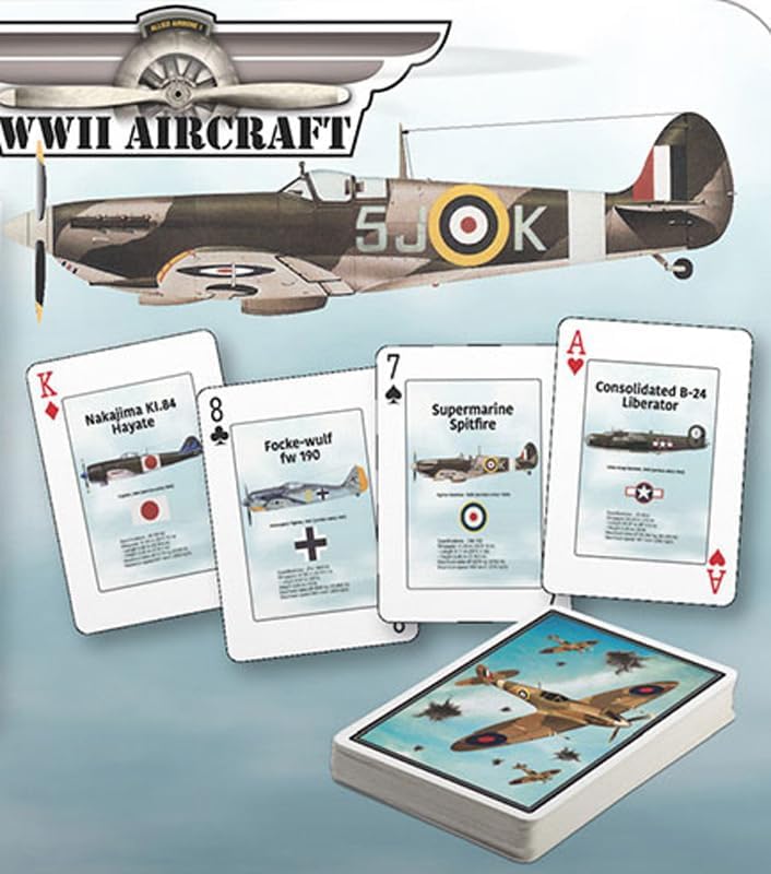 EuroGraphics WWII Aircraft Playing Cards Cool Deck of Cards with 54 Vintage Warplane Images Premium Professional Poker Playing Card Deck Playing Cards with Casino Finish - Image 2