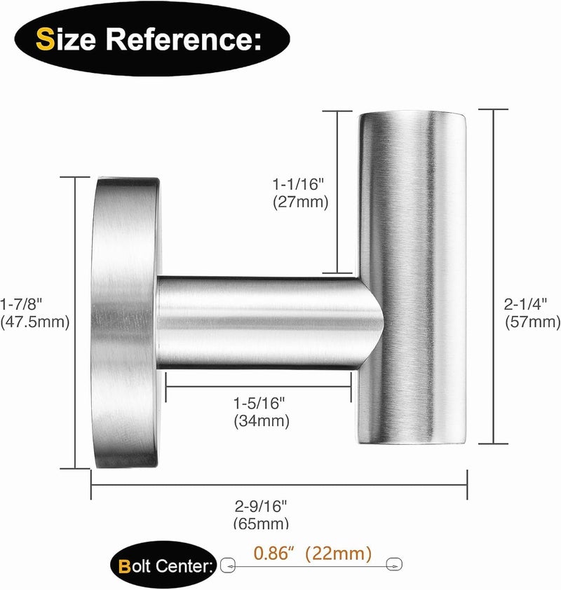 Nolimas Bathroom Towel Hooks, SUS 304 Stainless Steel Coat Hook Round Clothes Towel Coat Robe Hook Cabinet Closet Door Sponges Holder for Bath Kitchen Garage Hotel,Wall Mounted, Brushed Nickel, 4Pack - Image 3