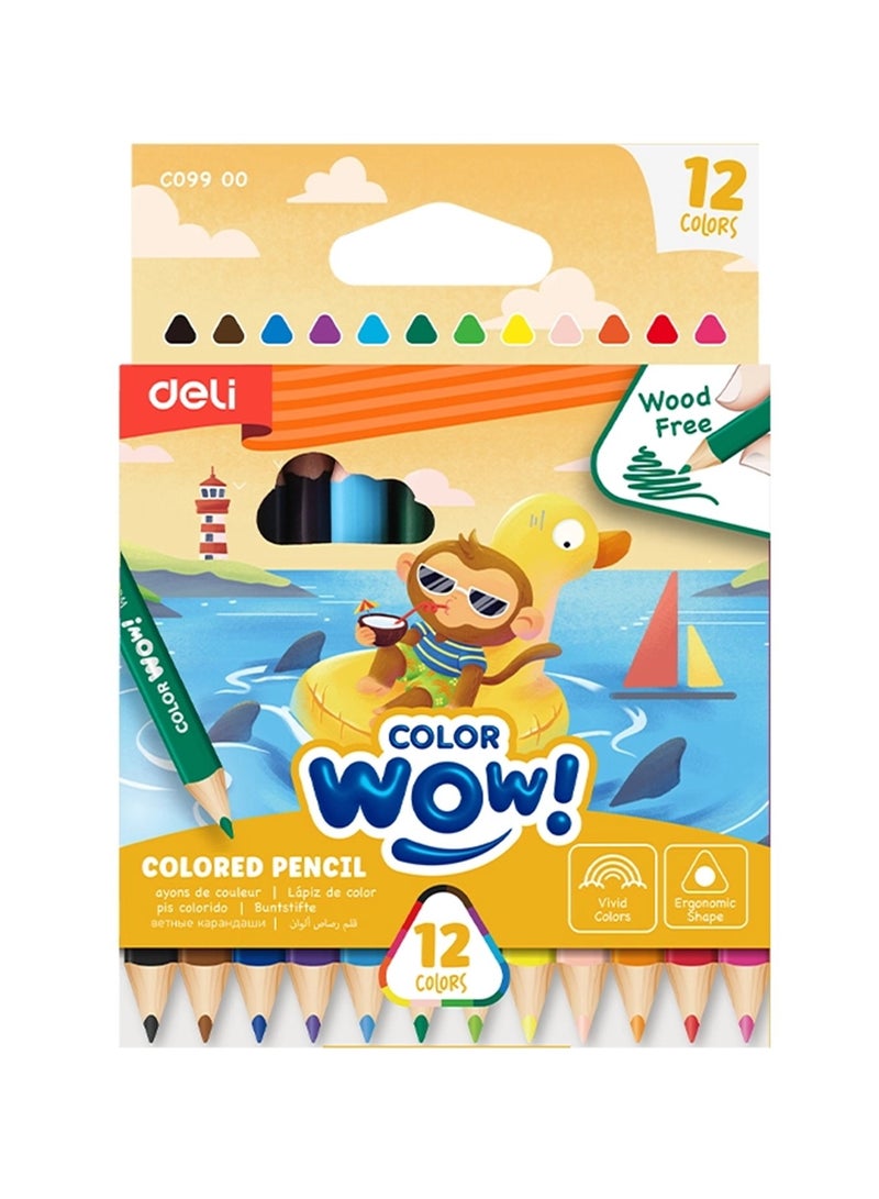 Deli 12-Piece Mini Colour Pencils Multicolour - Image 1