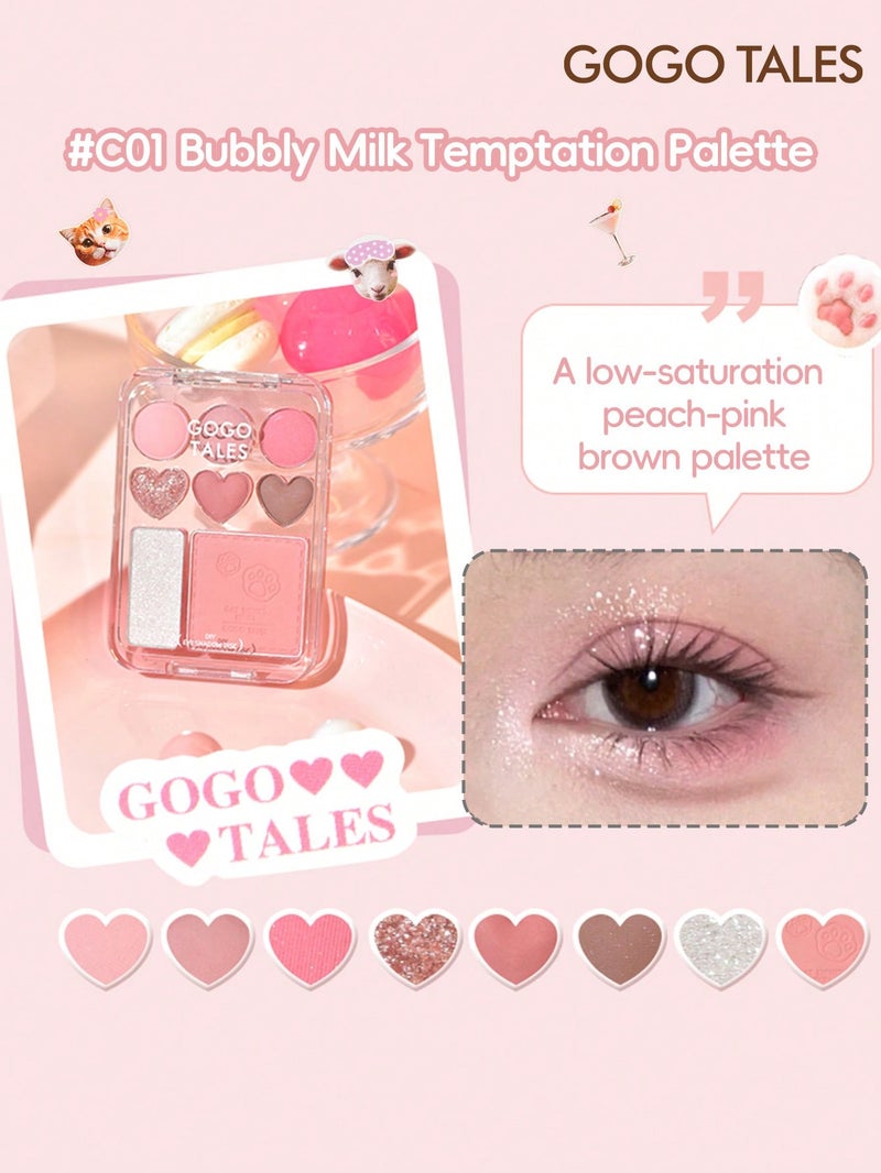 جوجو تيلز GOGO TALES باليت ألوان الخدود والظلال من جوجوتيلز، بنسيجات مطفية ولامعة، ذات تلوين عالي وثبات طويل، تشمل ملصقات DIY، تحتوي على درجات الوردي وبني الكراميل والألوان المحايدة، أحمر الخدود والبرونزر في مجموعة واحدة، مناسبة للطلاب والمبتدئين - Image 3