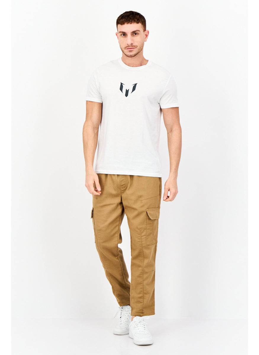 MESSI - Men Crew Neck Short Sleeves Brand Logo T-shirt, Bright White - Image 1