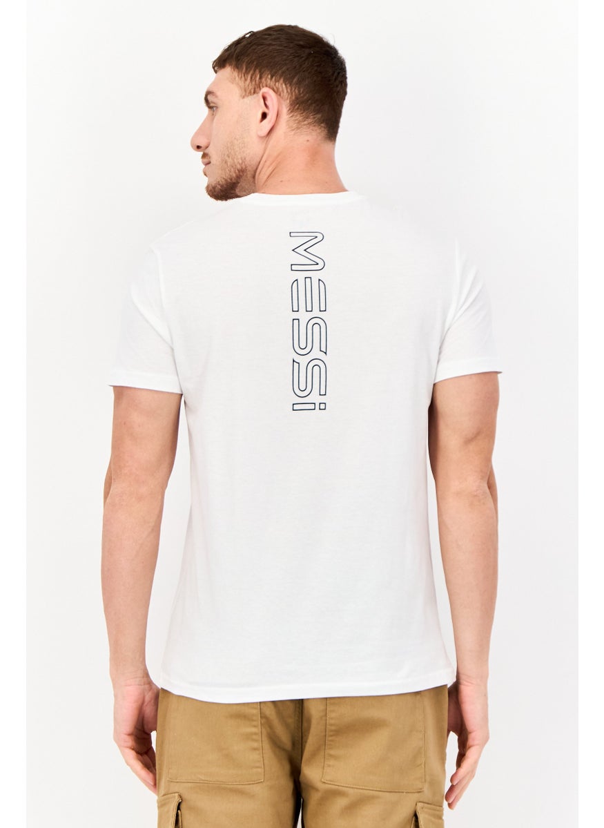 MESSI - Men Crew Neck Short Sleeves Brand Logo T-shirt, Bright White - Image 1