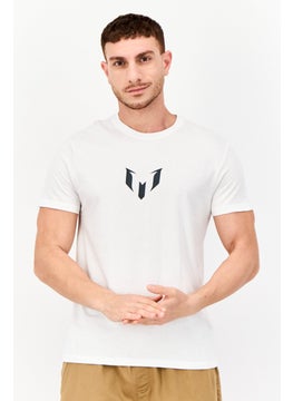 Men Crew Neck Short Sleeves Brand Logo T-shirt, Bright White