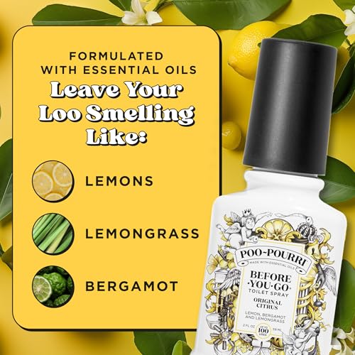 Poo-Pourri Before-You-Go Toilet Spray, Original Citrus, 2 Fl Oz, Up to 100 Uses, Bathroom Odor Deodorizer with Essential Oils for Home or Work, Travel Essentials, TSA Approved Size, Lemon Bergamot - Image 3