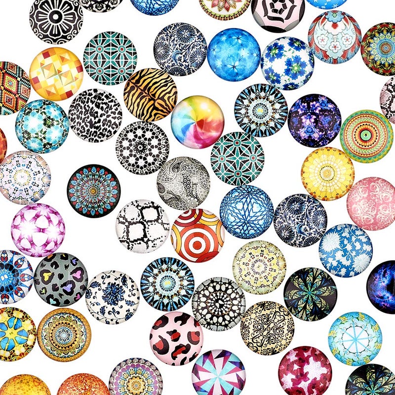 Craftdady 200Pcs Mosaic Printed Glass Cabochons 20mm (3/4") Mixed Colors Flat Back Half Round Dome Cabochon Tiles for Jewelry Making - Image 2