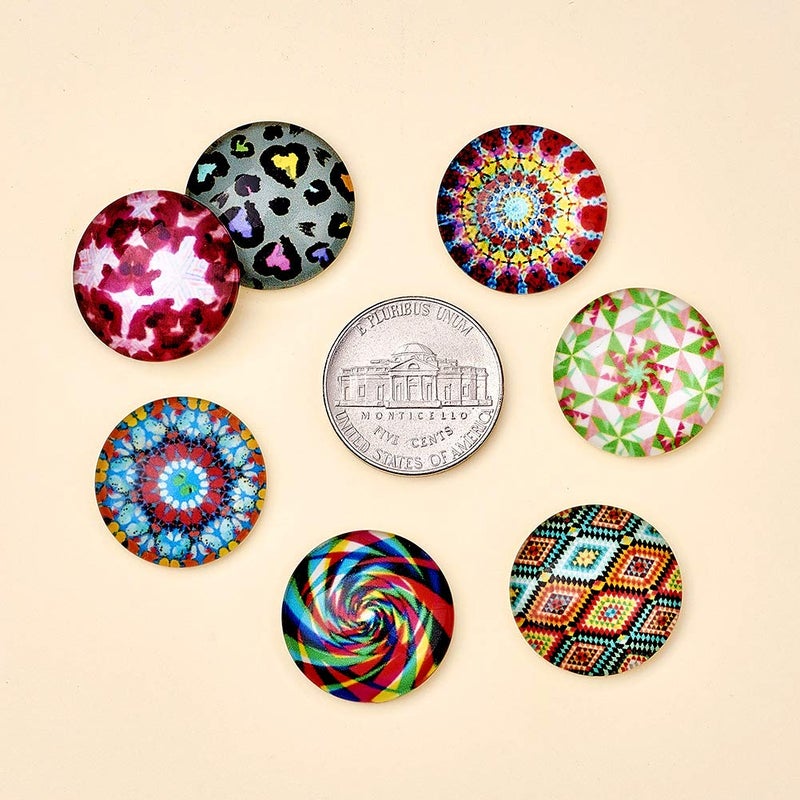 Craftdady 200Pcs Mosaic Printed Glass Cabochons 20mm (3/4") Mixed Colors Flat Back Half Round Dome Cabochon Tiles for Jewelry Making - Image 5