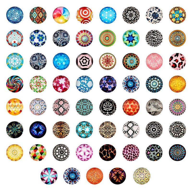 Craftdady 200Pcs Mosaic Printed Glass Cabochons 20mm (3/4") Mixed Colors Flat Back Half Round Dome Cabochon Tiles for Jewelry Making - Image 1