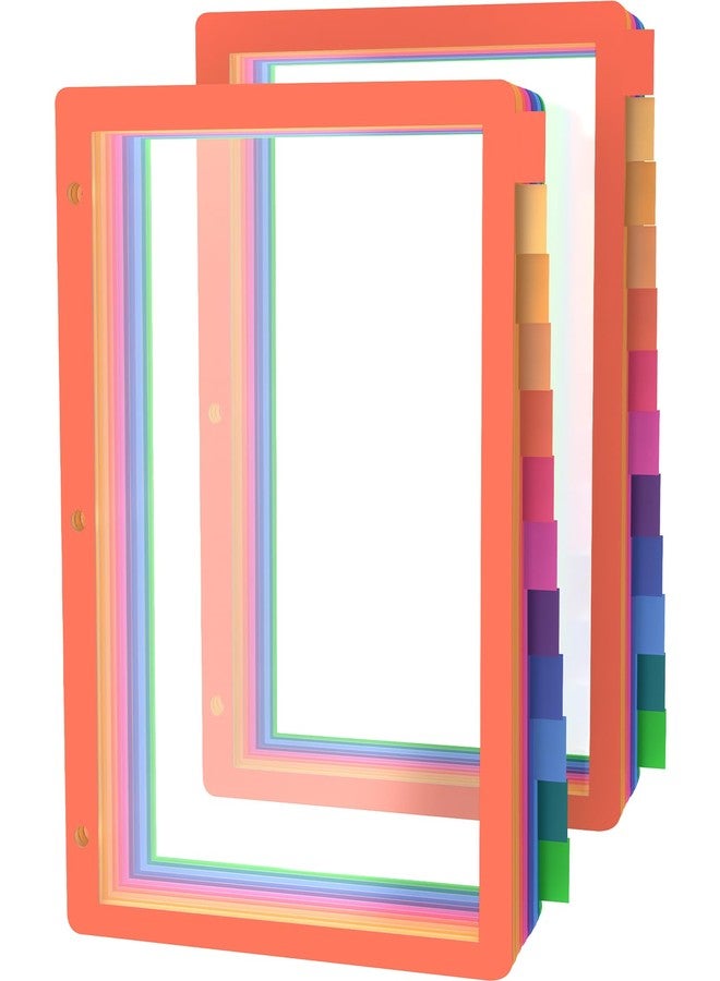 HABGP 3 Ring Binder Dividers, 12-Tab Plastic Clear Binder Dividers, Multicolor Monthly Dividers, Letter Size File Organizer 3 Hole Punch, 2 Set 24 Pcs Write On Tabs for Notebook - Image 1