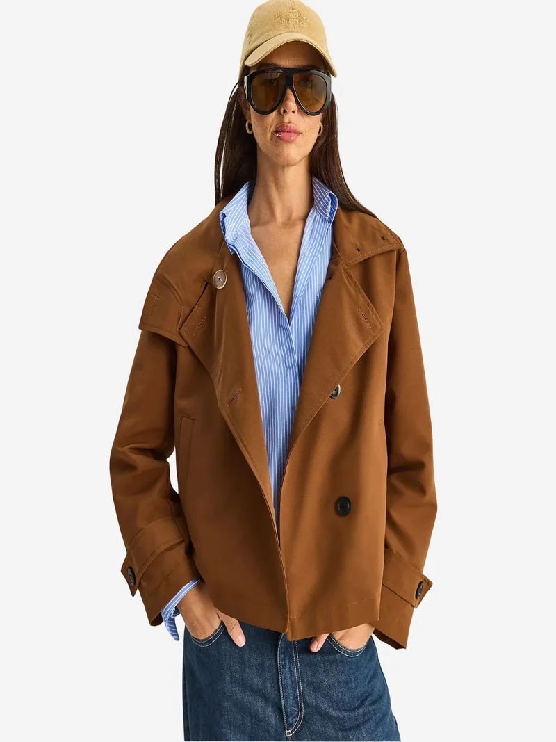 بيانكو لوتشي LUCCI Short Mandarin Collar Trench Coat