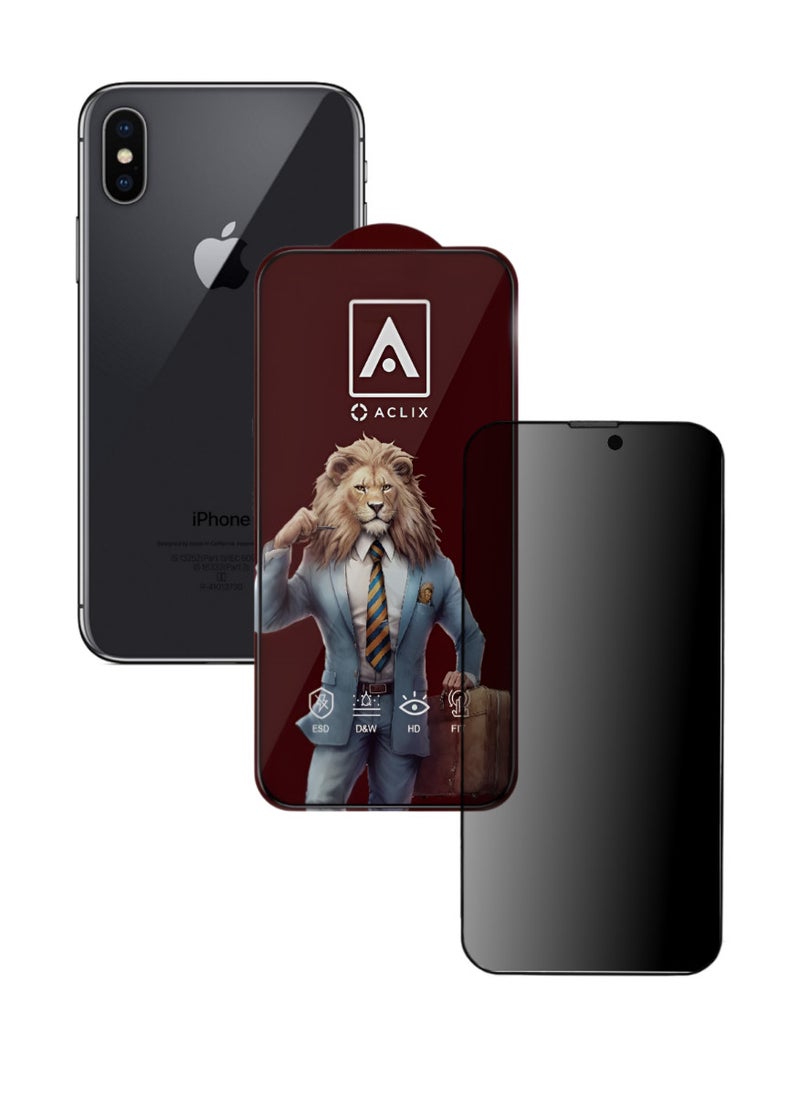 ACLIX Antistatic ESD Dustproof Premium Quality High Definition Anti-Spy Privacy Tempered Glass Screen Protector Designed For  iPhone XS - Image 1