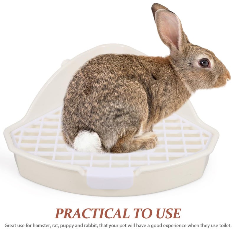 Triangle Rabbit Litter Box Corner Potty Trainer Cage For Small Animals Bunny Guinea Pigs White - Image 4