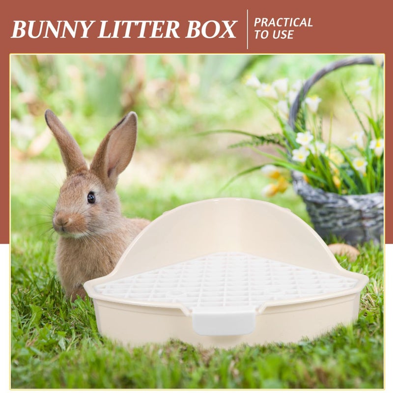 Triangle Rabbit Litter Box Corner Potty Trainer Cage For Small Animals Bunny Guinea Pigs White - Image 3