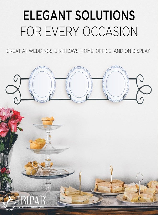 TRIPAR Horizontal Plate Rack, Black Display (3 Place) - Durable & Sturdy Metal Finish with Scroll Designs - Beautifully Showcase Special Plates, Tiles, Artwork, & More - Part of Augusta Collection - Image 5