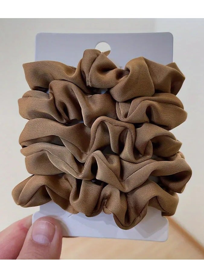 يوكانبي 5 قطع من ربطات الشعر الناعمة الفاخرة التي تشبه الحرير للنساء - أربطة مطاطية وربطات للشعر المجعد والناعم والسميك والرفيع - لطيفة ومريحة وسهلة الاستخدام للتصفيف اليومي مع خيارات ألوان ثابتة - Image 1