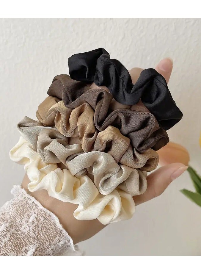 يوكانبي 5 قطع من ربطات الشعر الناعمة الفاخرة التي تشبه الحرير للنساء - أربطة مطاطية وربطات للشعر المجعد والناعم والسميك والرفيع - لطيفة ومريحة وسهلة الاستخدام للتصفيف اليومي مع خيارات ألوان ثابتة - Image 2