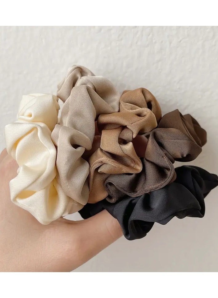 يوكانبي 5 قطع من ربطات الشعر الناعمة الفاخرة التي تشبه الحرير للنساء - أربطة مطاطية وربطات للشعر المجعد والناعم والسميك والرفيع - لطيفة ومريحة وسهلة الاستخدام للتصفيف اليومي مع خيارات ألوان ثابتة - Image 3