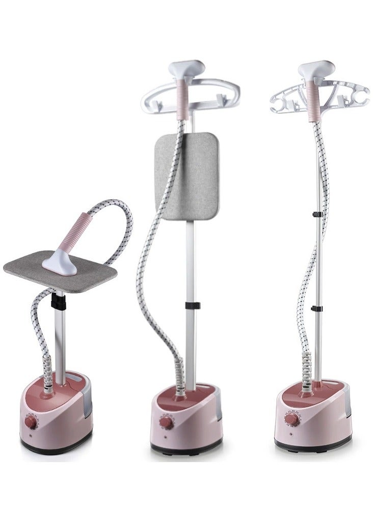 XiuWoo Clothes Household Vertical Garment Steamer 1800W Small Hanging Ironing Machine Steam Iron Hand-Held Ironing Machine, with Ironing Board And 1.8L Water Tank,with Telescopic Rod and Insulated Air Duct,Pink  - Image 1