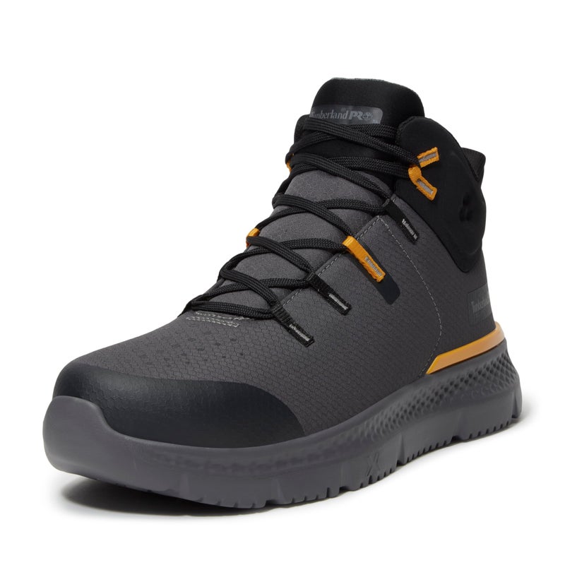 Timberland PRO Mens Intercept Mid Steel Safety Toe Industrial Athletic Work Shoe Dark GreyYellow 11W - Image 2