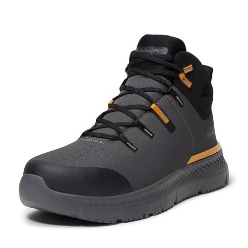 Timberland PRO Mens Intercept Mid Steel Safety Toe Industrial Athletic Work Shoe Dark GreyYellow 11W - Image 1